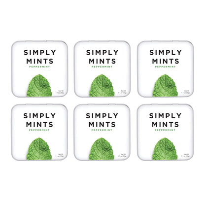 Natural Breath Mints by Simply Gum | Peppermint | Pack of Six (180 Pieces Total) | Breath Freshening, Vegan, Non-GMO, Nothing Artificial