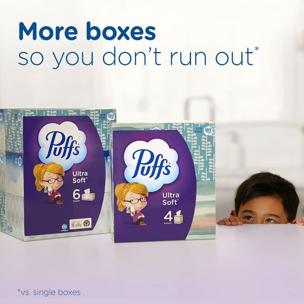 Puffs Ultra Soft Non-Lotion Tissues, 10 Cubes, 56 Tissues Per Box