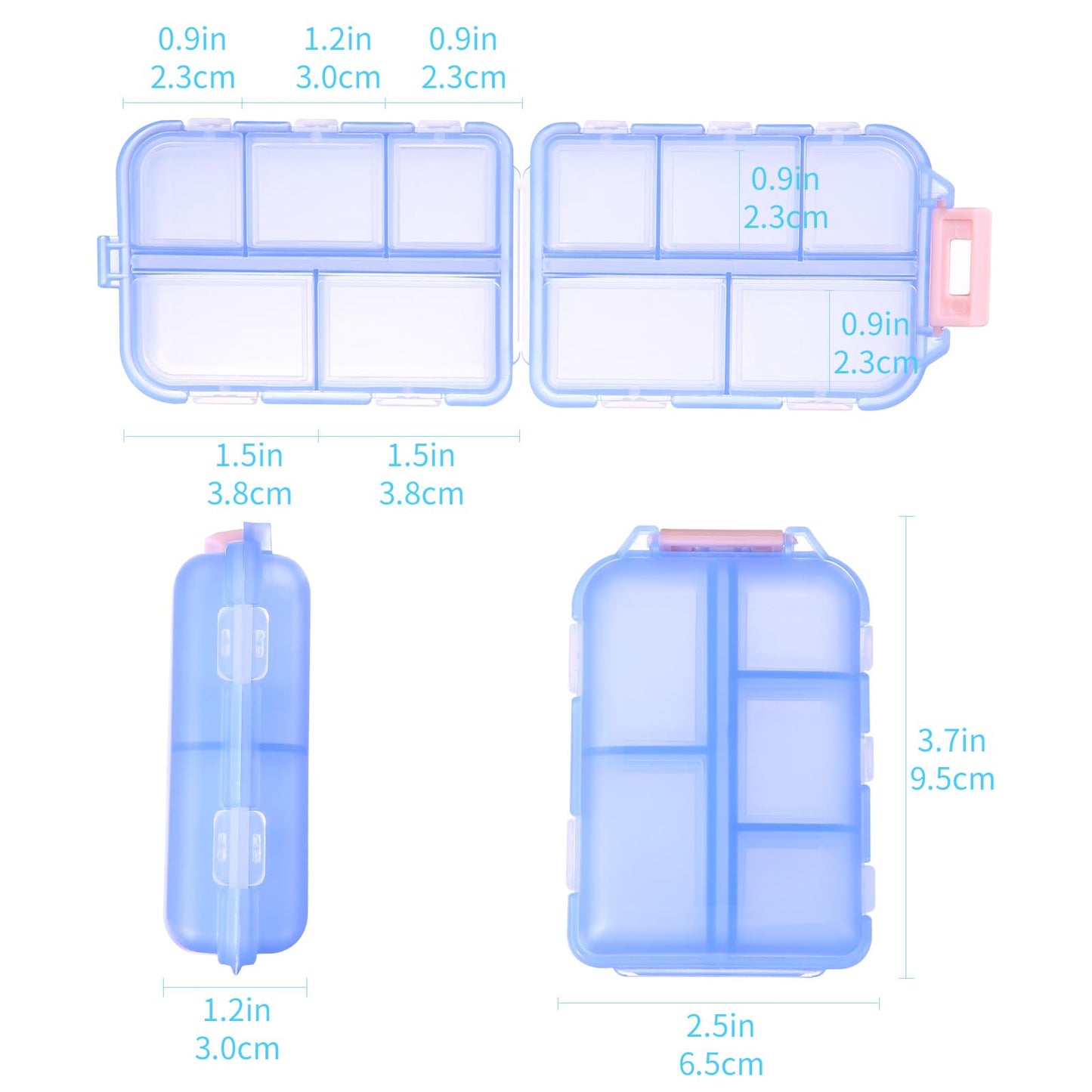 1Pack Travel Pill Organizer - 10 Compartments Pill Case, Compact and Portable Pill Box, Perfect for On-The-Go Storage, Pill Holder for Purse Gray