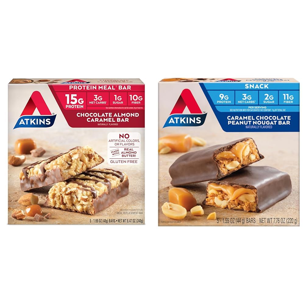 Atkins Double Fudge Brownie Protein Meal Bar, High Fiber, 15g Protein, 1g Sugar, 4g Net Carb, Meal Replacement, Keto Friendly