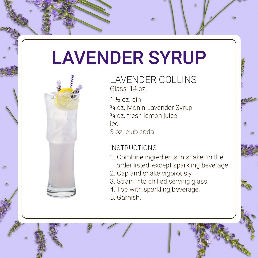 Monin - Lavender Syrup, Aromatic and Floral, Natural Flavors, Great for Cocktails, Lemonades, and Sodas, Non-GMO, Gluten-Free (750 ml)