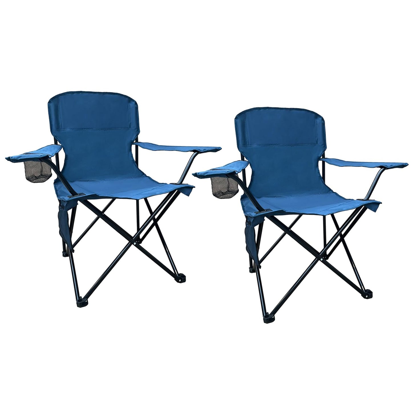 Beach Camp Cup Holder, Storage Pocket, Waterproof Bag Outdoor Arm Chair, Supports 225LBS, Cyan