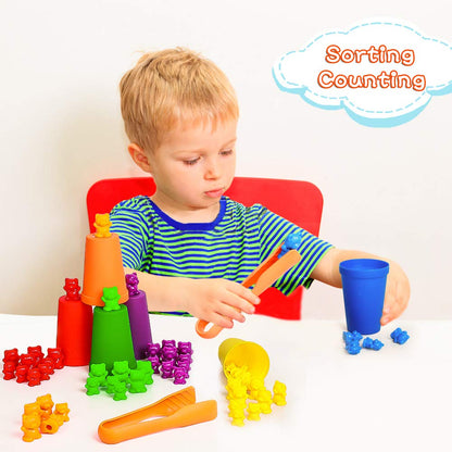 Bmag Counting Bears with Matching Sorting Cups, Preschool Math Learning Game with 24 Big Bears, 24 Little Bears, STEM Educational Learning Activities Gifts for Kids Age 3 4 5 Year Old