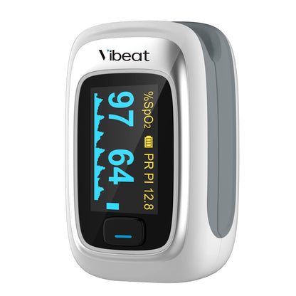 Vibeat Fingertip Pulse Oximeter, Blood Oxygen Saturation Monitor| O2 Meter, Portable SPO2 & Pulse Rate Monitor, Batteries and Lanyard Included