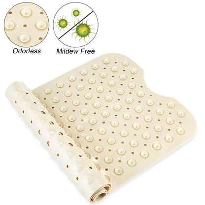 YINENN Bath Tub Shower Safety Mat 40 x 16 Inch Non-Slip and Extra Large, Bathtub Mat with Suction Cups, Machine Washable Bathroom Mats with Drain Holes, Clear