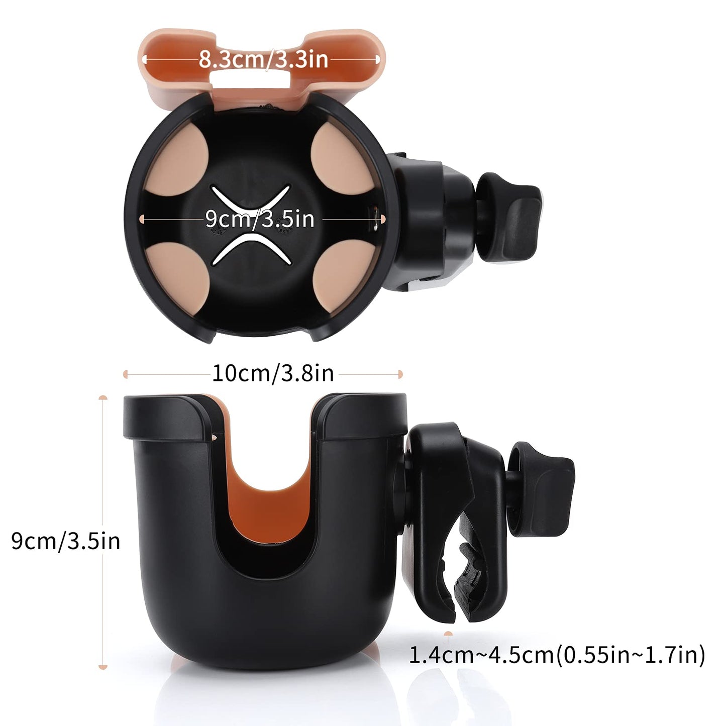 Accmor Stroller Cup Holder with Phone Holder, Bike Cup Holder, Universal Cup Holder for Uppababy Nuna Doona Strollers, 2-in-1 Cup Phone Holder for Stroller, Bike, Wheelchair, Walker, Scooter