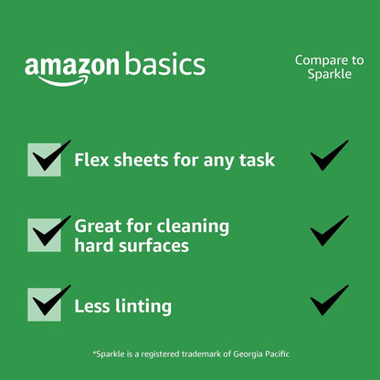 Amazon Basics 2-Ply Flex-Sheets Paper Towels, 12 Basics Rolls = 32 Regular Rolls, Everyday Value with 150 Sheets per Roll