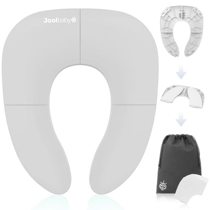 Jool Baby Folding Travel Potty Seat for Toddlers, Fits Round & Oval Toilets, Non-Slip Suction Cups, Includes Free Travel Bag (Aqua)