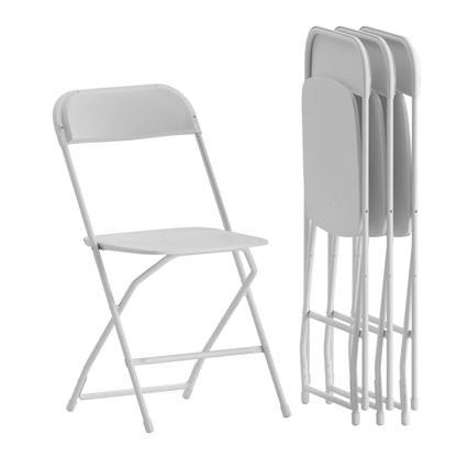 Flash Furniture Hercules Series Plastic Folding Chair - White - 4 Pack 650LB Weight Capacity Comfortable Event Chair-Lightweight Folding Chair