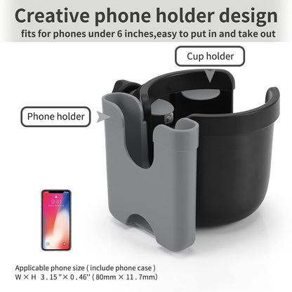 Accmor Stroller Cup Holder with Phone Holder, Bike Cup Holder, Universal Cup Holder for Uppababy Nuna Doona Strollers, 2-in-1 Cup Phone Holder for Stroller, Bike, Wheelchair, Walker, Scooter