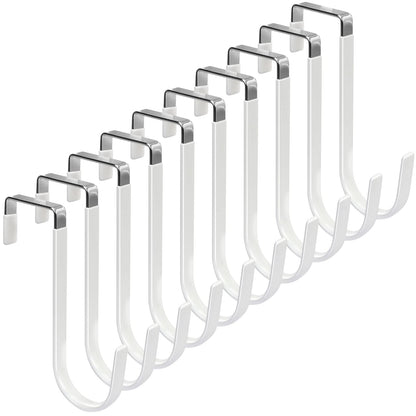 FYY Over the Door Hooks, 4 Pack Hangers Hooks with Rubber Prevent Scratches Heavy Duty Organizer for Living Room, Bathroom, Bedroom, Kitchen Hanging Clothes, Towels, Hats, Coats, Bags White