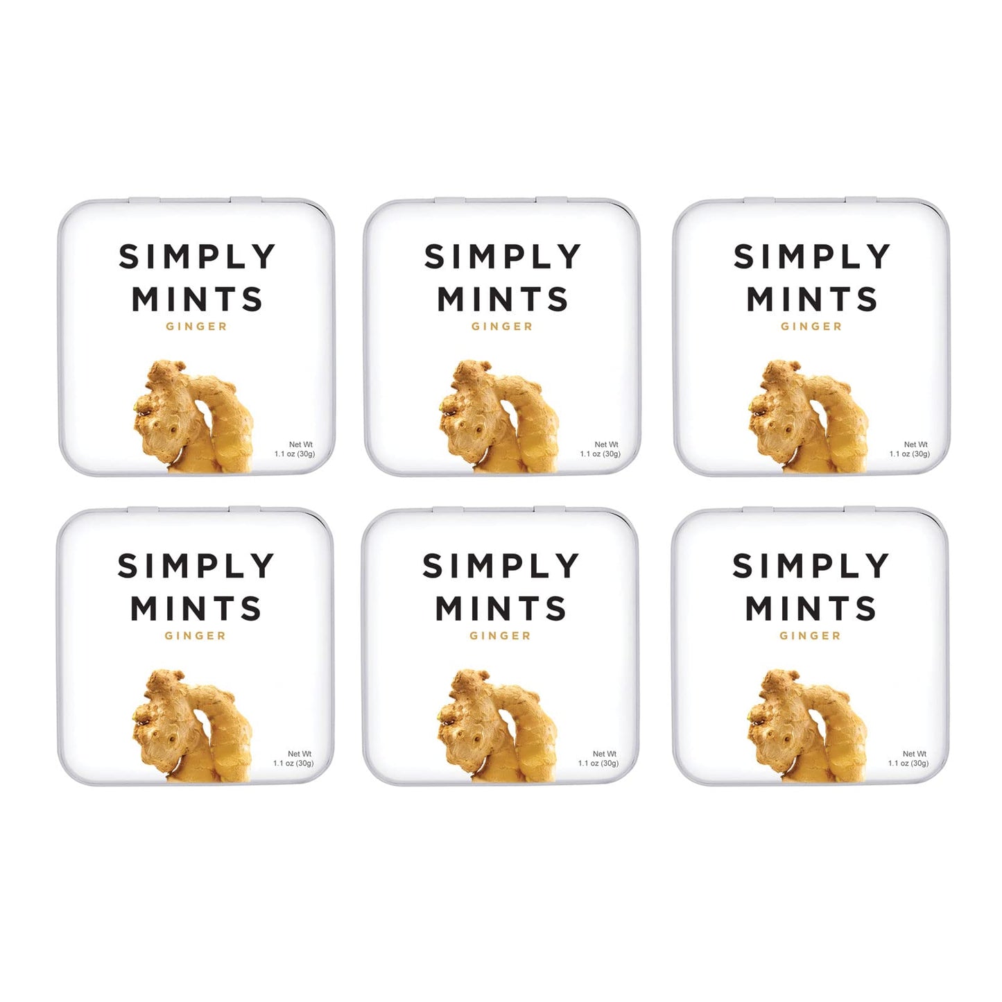 Natural Breath Mints by Simply Gum | Peppermint | Pack of Six (180 Pieces Total) | Breath Freshening, Vegan, Non-GMO, Nothing Artificial