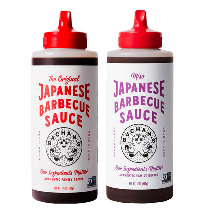 Bachan's Japanese Barbecue Sauce 2 Pack - 1 Original, 1 Sweet Honey - BBQ Sauce for Wings, Chicken, Beef, Pork, Seafood, Noodles, and More. Non GMO, No Preservatives, BPA free