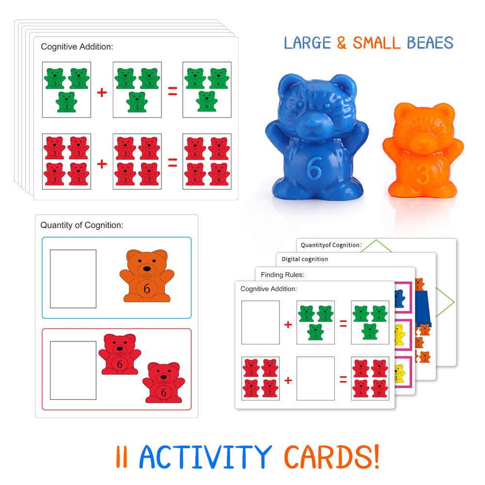 Bmag Counting Bears with Matching Sorting Cups, Preschool Math Learning Game with 24 Big Bears, 24 Little Bears, STEM Educational Learning Activities Gifts for Kids Age 3 4 5 Year Old