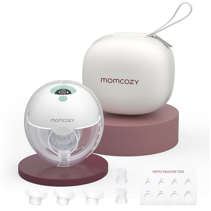 Momcozy Breast Pump Hands Free M5, Wearable Breast Pump of Baby Mouth Double-Sealed Flange with 3 Modes & 9 Levels, Electric Breast Pump Portable - 24mm, 2 Pack Quill Gray