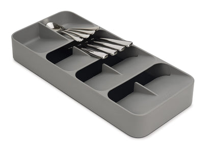 Joseph Joseph DrawerStore Compact Utensil Organizer For Kitchen Drawer Silverware, Flatware Tray, Small, Grey