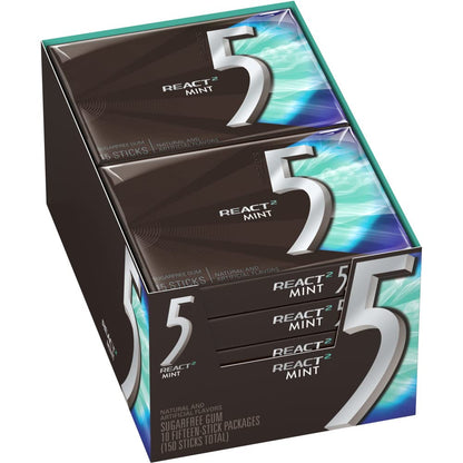 5 GUM Peppermint Cobalt Sugar Free Chewing Gum Bulk, 15 Sticks (Pack of 10)