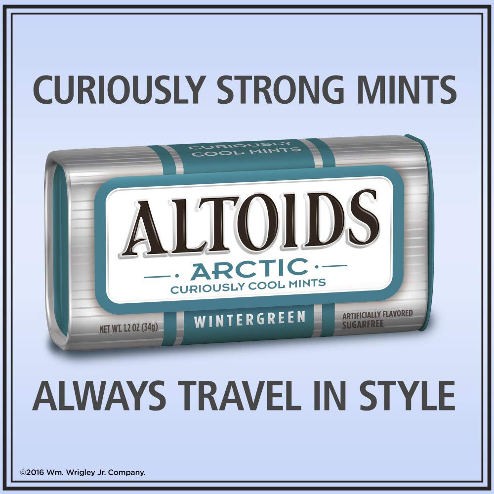 ALTOIDS Arctic Peppermint Breath Mints Hard Candy Bulk, 1.2 oz Tin (Pack of 8)