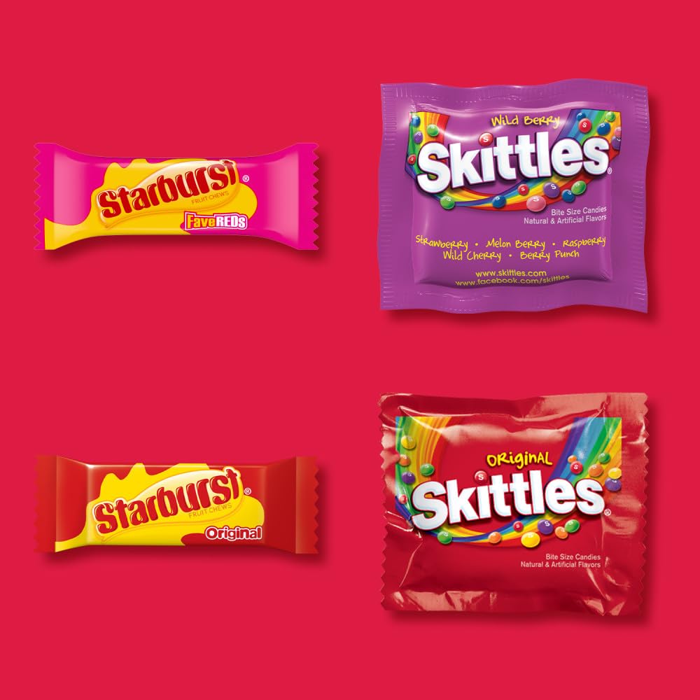 SKITTLES & STARBURST Assorted Halloween Chewy Candy Fun Size, 20.13oz