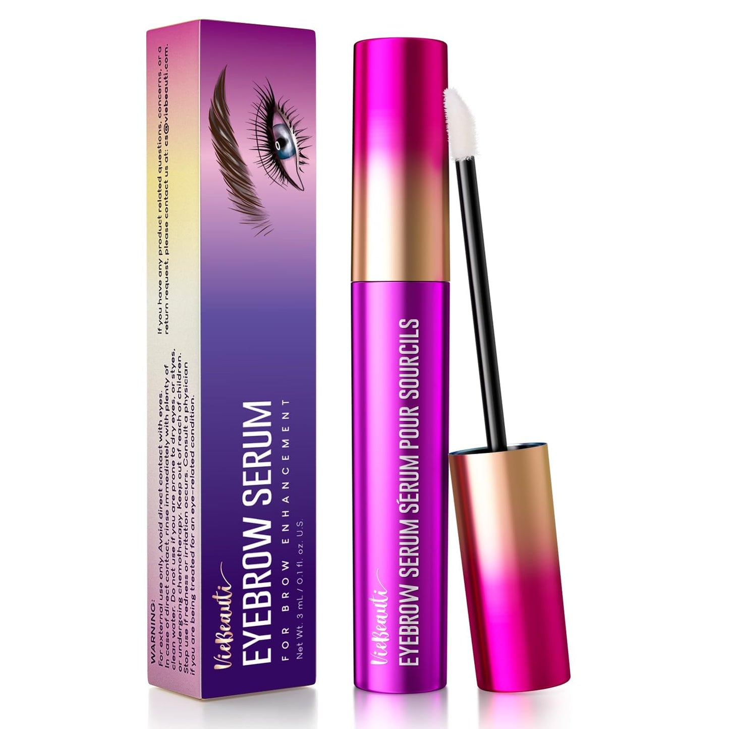 VieBeauti Premium Eyelash Growth Serum: Lash Enhancing Serum with Advanced Formula to Boost Longer Fuller and Thicker Luscious Lashes 0.1 Fl. Oz., Purple