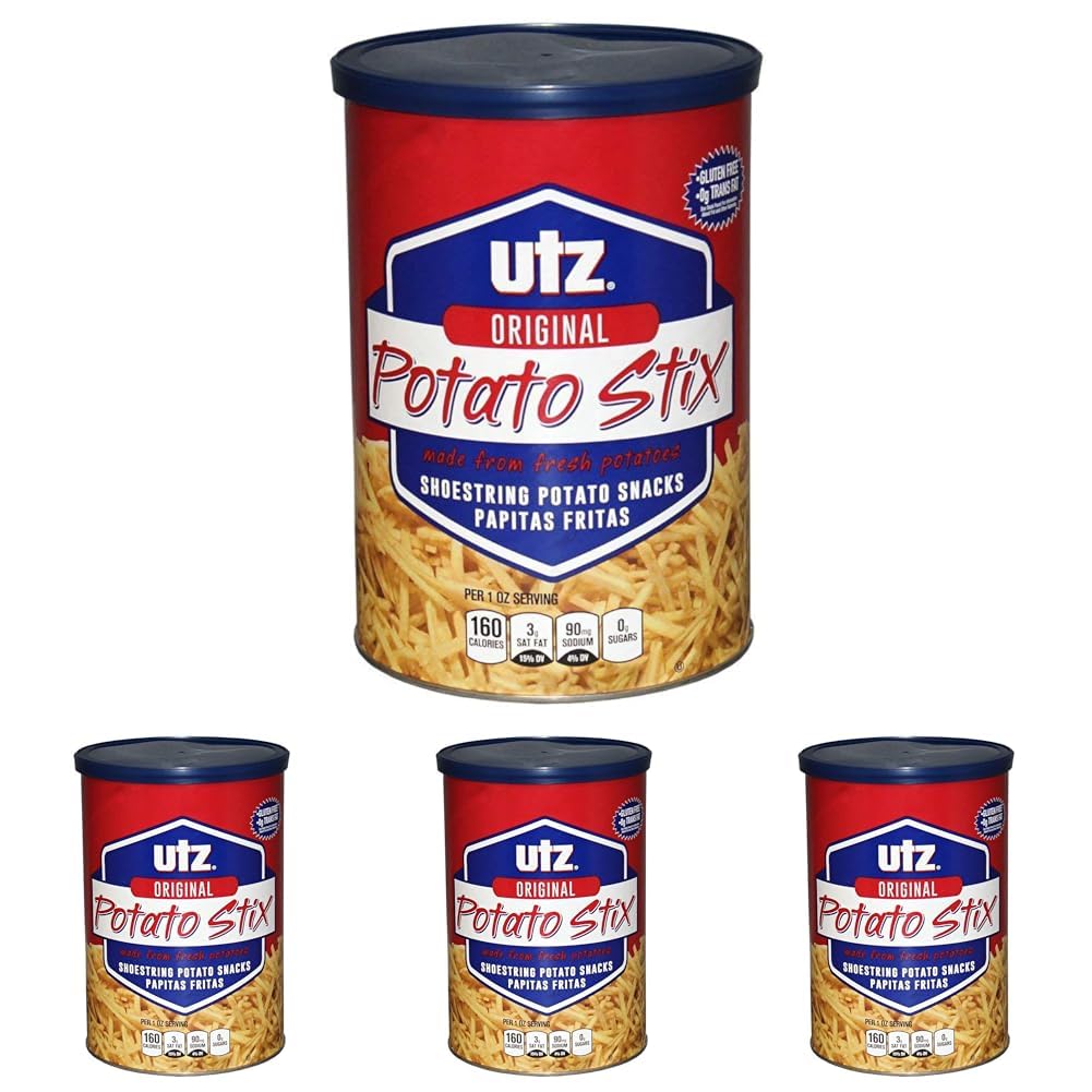 Utz Potato Stix, Original – 15 Oz. Canister – Shoestring Potato Sticks Made from Fresh Potatoes, Crispy, Crunchy Snacks in Resealable Container, Cholesterol Free, Trans-Fat Free, Gluten-Free Snacks