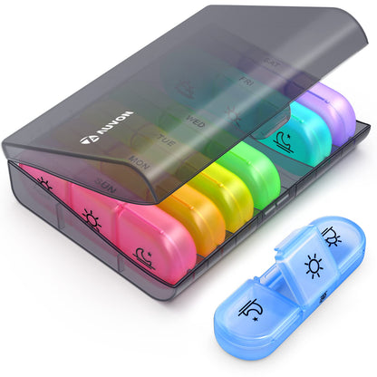 AUVON Weekly Pill Organizer 3 Times a Day, Large 7 Day Pill Box 3 Times a Day with Separate Container, Portable Pill Case for Medication, Vitamins, Fish Oil and Supplements