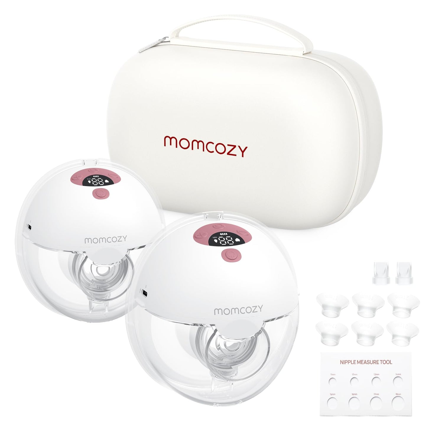 Momcozy Breast Pump Hands Free M5, Wearable Breast Pump of Baby Mouth Double-Sealed Flange with 3 Modes & 9 Levels, Electric Breast Pump Portable - 24mm, 2 Pack Quill Gray