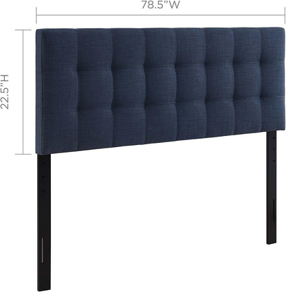 Modway Lily Tufted Linen Fabric Upholstered King Headboard in Navy