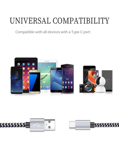 USB Type C Cable Fast Charging, Tpc001 5 Pack(6Ft 3A) Braided C Charger Cables Compatible with Samsung S10e/note 9/s10/s9/s8 Plus/A80/A50/A20