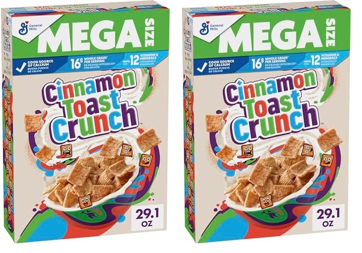 Cinnamon Toast Crunch Breakfast Cereal, Crispy Cinnamon Cereal, Mega Size, 29.1 oz Cereal Box