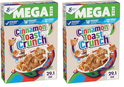 Cinnamon Toast Crunch Breakfast Cereal, Crispy Cinnamon Cereal, Mega Size, 29.1 oz Cereal Box