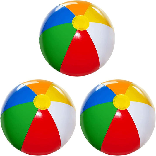 4E's Novelty Beach Balls 3 Pack 20" Inflatable for Kids - Toys & Toddlers, Pool Games, Toy Classic Rainbow Color