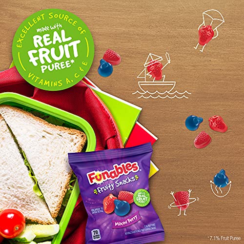 Funables Fruity Snacks, Mixed Berry, Flavored Snacks, Back to School Snack for Lunch, 32 oz 40 ct