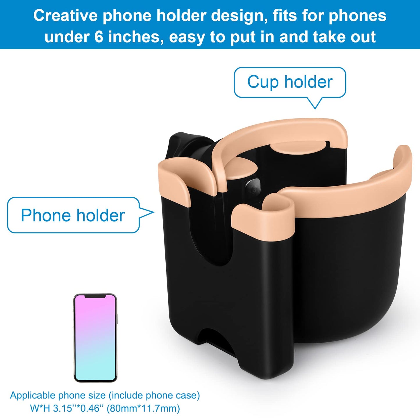 Accmor Stroller Cup Holder with Phone Holder, Bike Cup Holder, Universal Cup Holder for Uppababy Nuna Doona Strollers, 2-in-1 Cup Phone Holder for Stroller, Bike, Wheelchair, Walker, Scooter