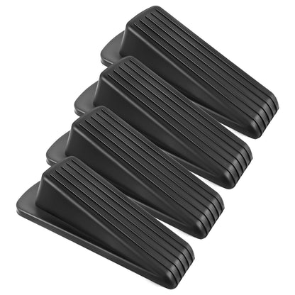 Door Stoppers for Bottom of Door on Floor, Premium Rubber Door Stopper Wedge, Floor Sturdy Stackable Door Stops for Carpet Heavy Duty Door, Door Gaps (Black, 2 Pack)