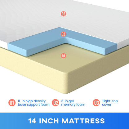 FDW 5 Inch Gel Memory Foam Mattress Medium-Firm Mattress for Pressure Relief & Cooler Sleep Mattress for Kid Adults CertiPUR-US Certified Mattress in a Box,Twin