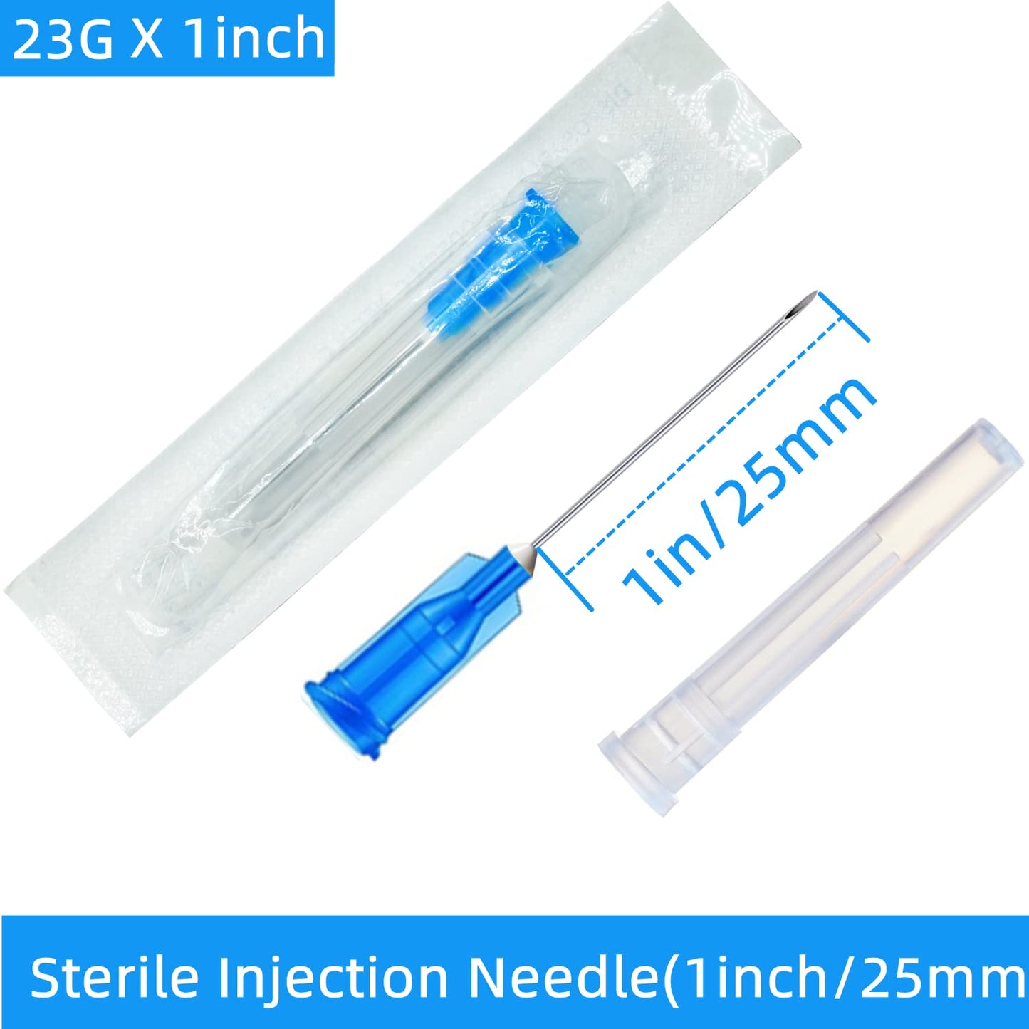 100 Pack 18Ga 1 Inch Sterile Disposable Injection Needle with Cap for Scientific and Industrial Dispensing Needl Accessories