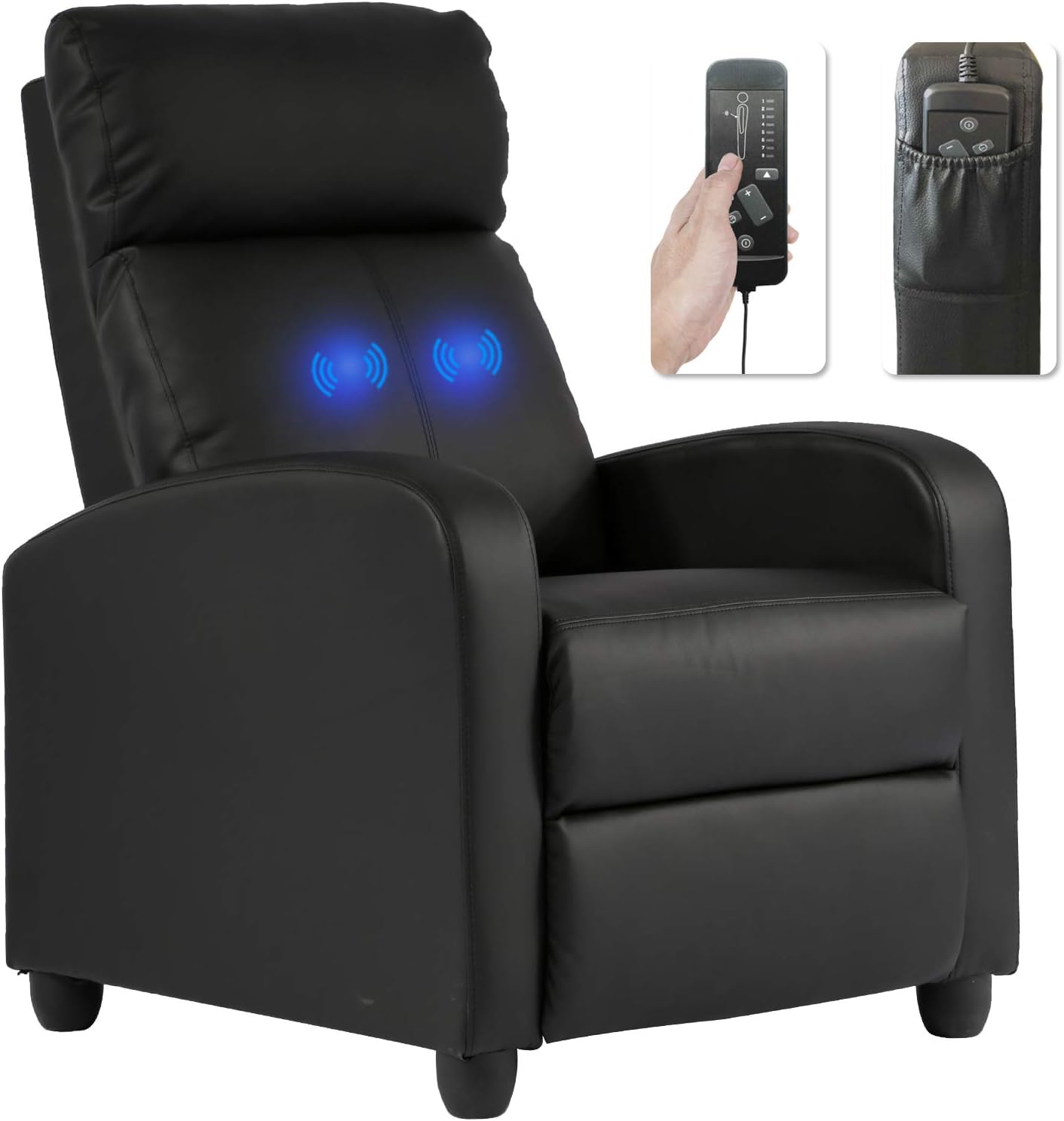 Recliner for Living Room Massage Reading Chair Winback Single Sofa Home Theater Seating Modern Reclining Easy Lounge with PU Leather Padded Seat Backrest