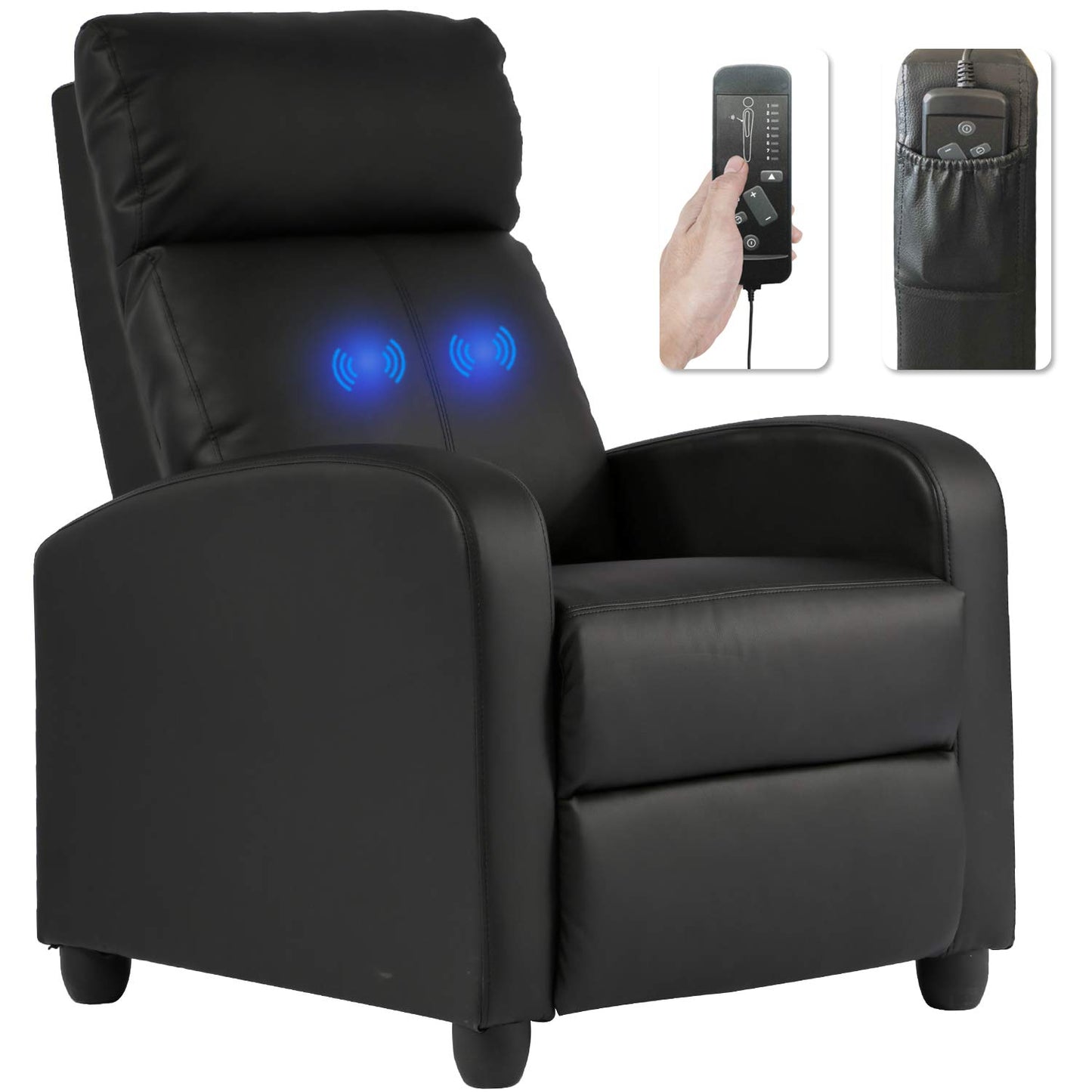 Recliner for Living Room Massage Reading Chair Winback Single Sofa Home Theater Seating Modern Reclining Easy Lounge with PU Leather Padded Seat Backrest