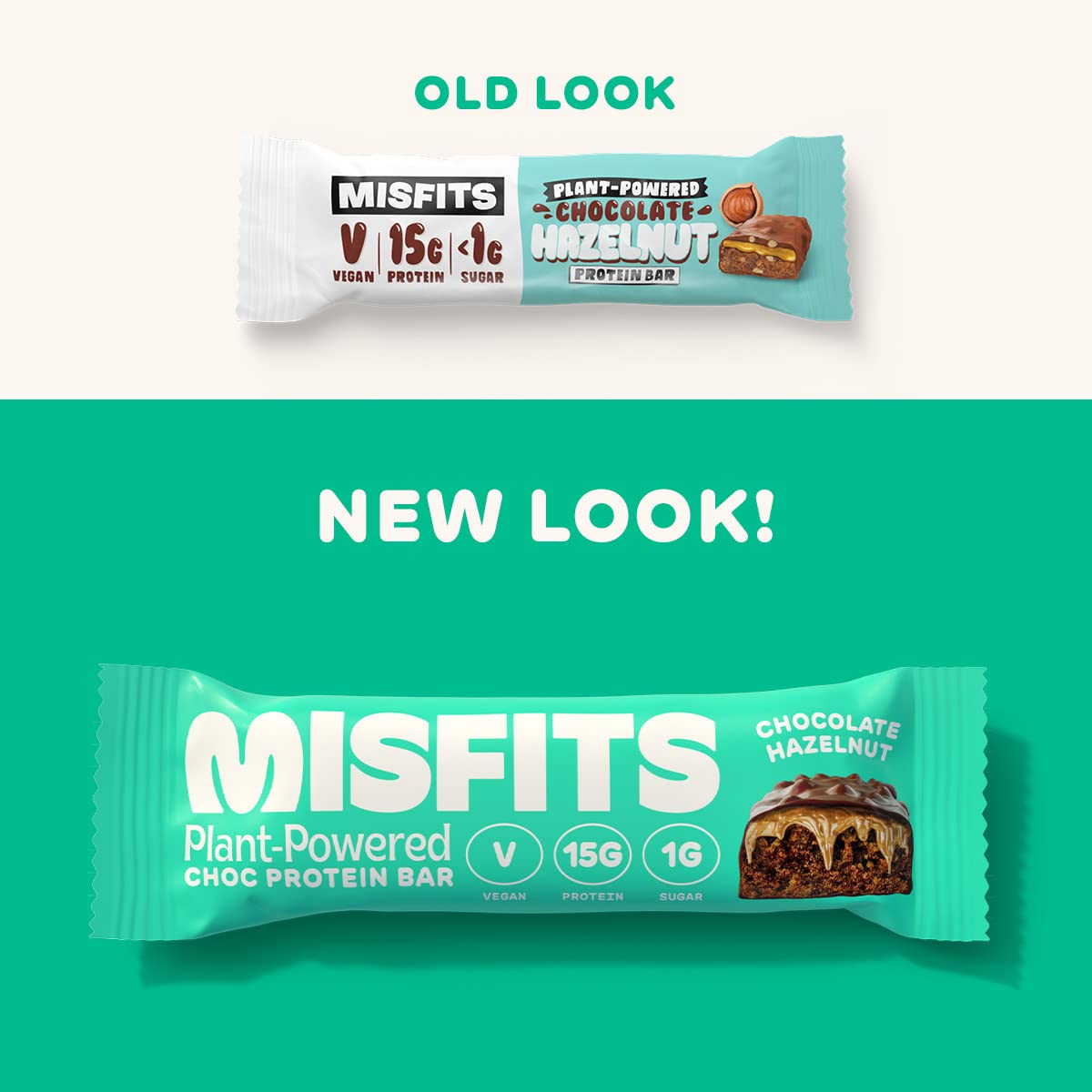 Misfits Vegan Protein Bar, Variety Pack, Plant Based Chocolate Protein Bars, High Protein Snacks for Adults with 15g Plant Protein Per Bar, Low Carb, 1g Sugar, High Fiber, Healthy Snack Food, 12 Pack