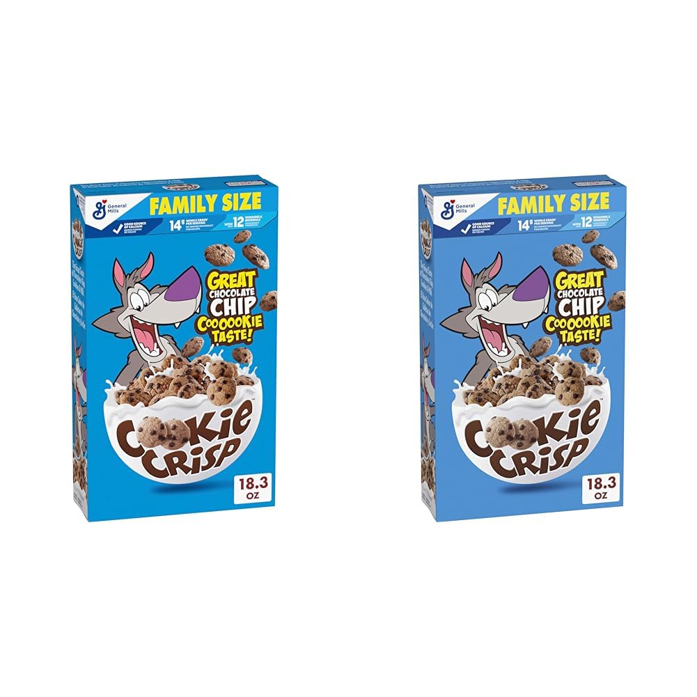 Cookie Crisp Breakfast Cereal, Chocolate Chip Cookie Taste, Made With Whole Grain, Family Size, 18.3 oz