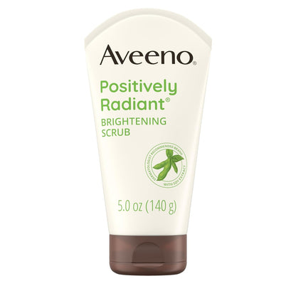 Aveeno Positively Radiant Exfoliating Facial Scrub, Brightening Face Scrub with Soy Extract to Visibly Improve Skin Tone and Texture, Oil-Free, Soap-Free, Hypoallergenic Formula, 5 FL OZ