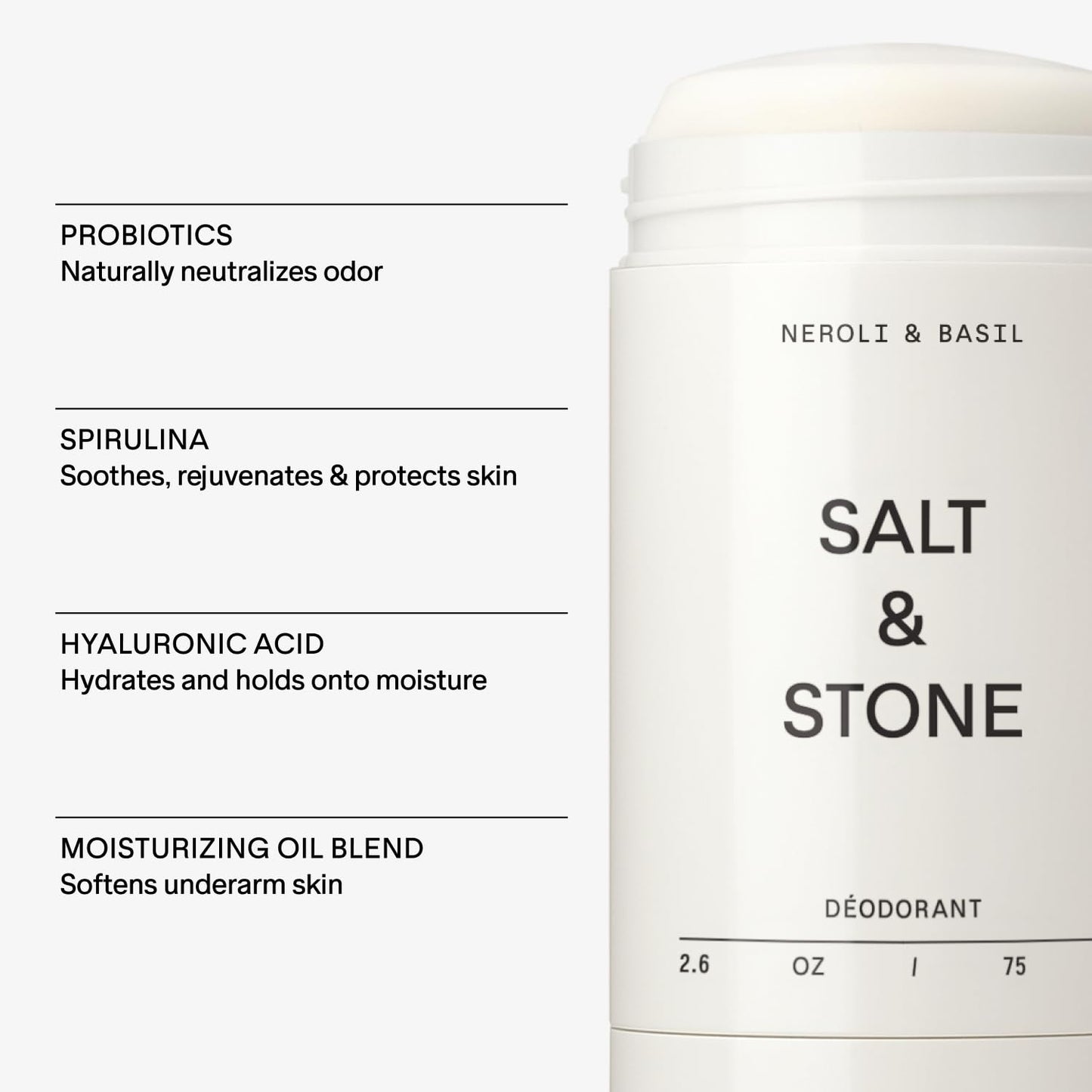 SALT & STONE Deodorant | Extra Strength Natural Deodorant for Women & Men | Aluminum Free with Seaweed Extracts, Shea Butter & Probiotics | Free From Parabens, Sulfates & Phthalates (2.6 oz)