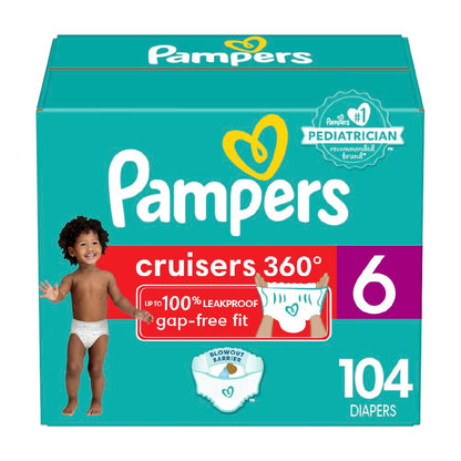 Pampers Cruisers 360 Diapers - Size 5, One Month Supply (128 Count), Pull-On Disposable Baby Diapers, Gap-Free Fit