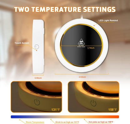 Coffee Mug Warmer, Coffee Warmer for Desk, with Auto Shut Off - 2 Temperature Setting with Light, Smart Coffee Warmer, Electric Beverage Warmer for Coffee, Hot Cocoa, Tea, Milk