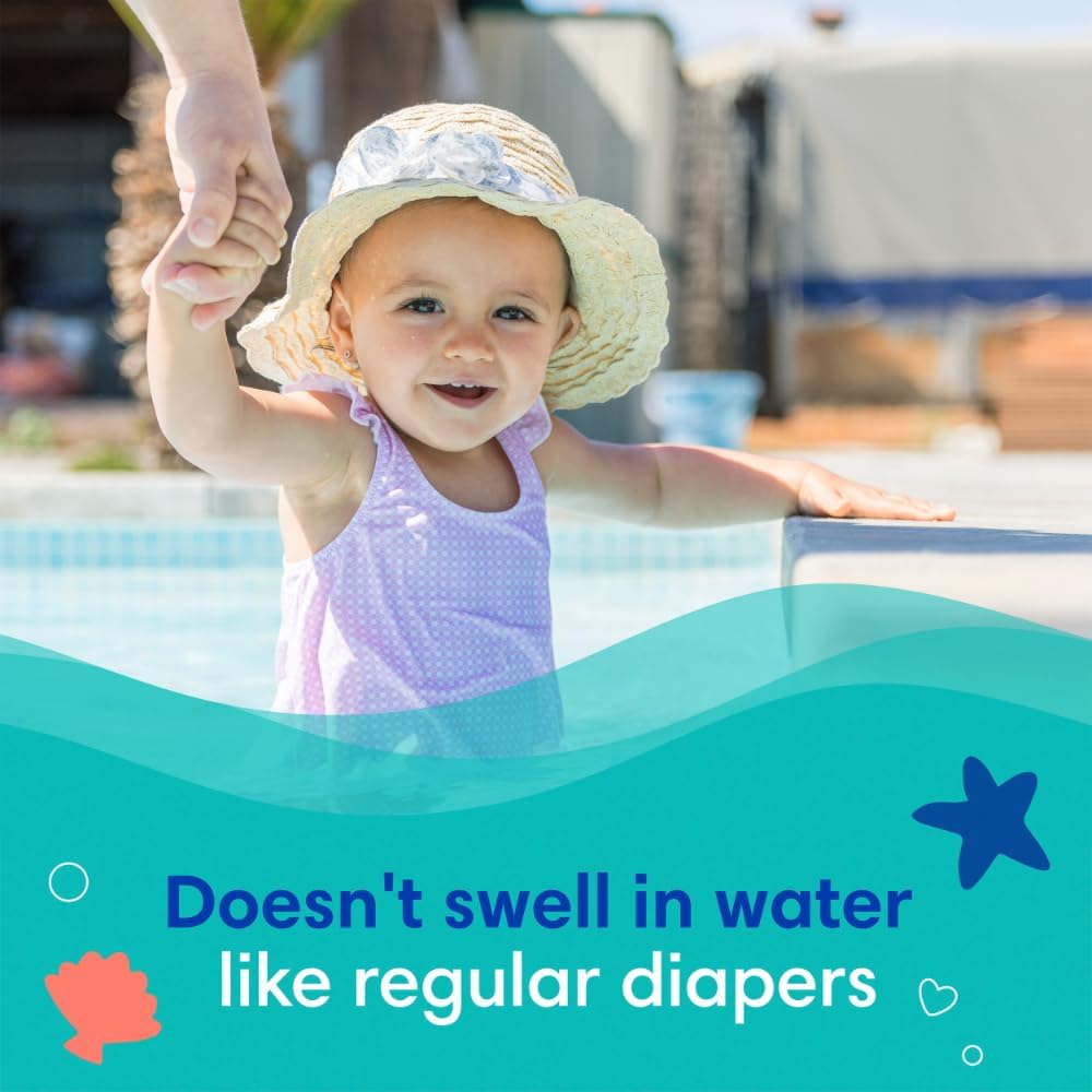 Pampers Splashers Swim Diapers - Size M, 18 Count, Gap-Free Disposable Baby Swim Pants