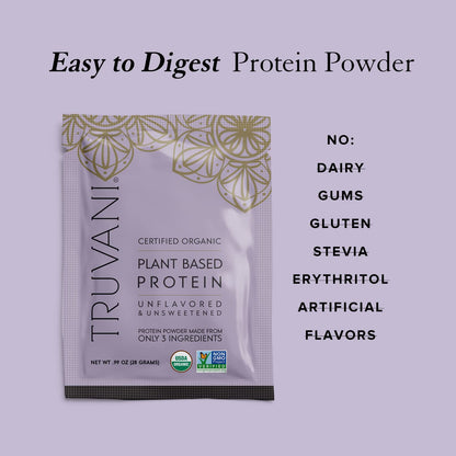 Truvani Vegan Pea Protein Powder | Banana Cinnamon | 20g Organic Plant Based Protein | 1 Serving | Keto | Gluten & Dairy Free | Low Carb | No Added Sugar