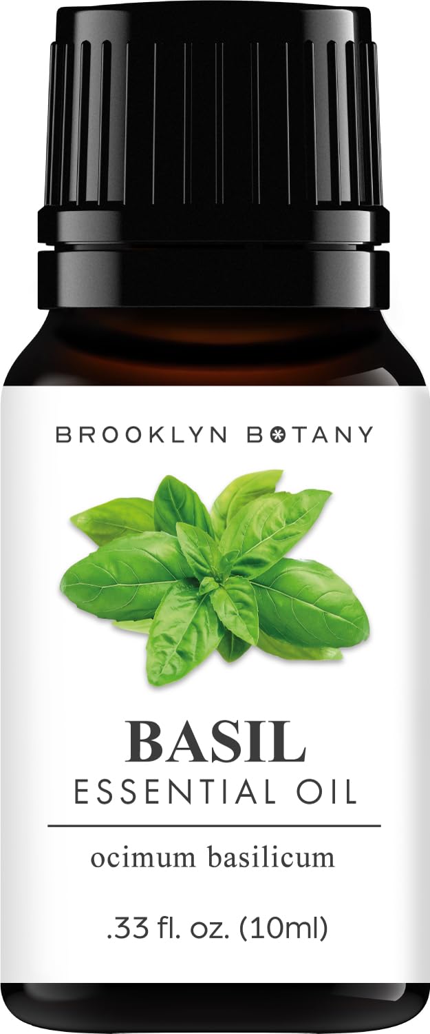 Brooklyn Botany Basil Essential Oil - 100% Pure and Natural - Premium Grade Essential Oil - for Aromatherapy and Diffuser - 0.33 Fl Oz