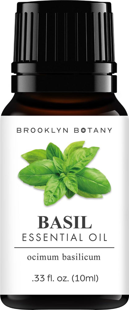 Brooklyn Botany Basil Essential Oil - 100% Pure and Natural - Premium Grade Essential Oil - for Aromatherapy and Diffuser - 0.33 Fl Oz