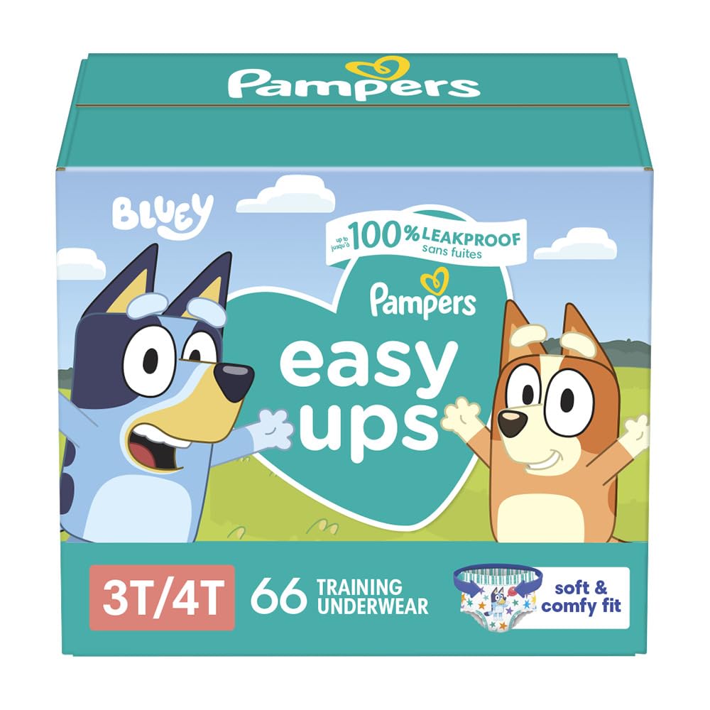 Pampers Easy Ups Boys & Girls Bluey Potty Training Pants - Size 3T-4T, One Month Supply (124 Count), Training Underwear (Packaging May Vary)